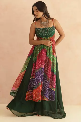 Devika multicolored bandhani kurta set