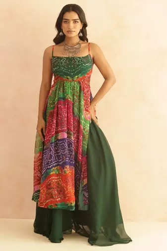 Devika multicolored bandhani kurta set