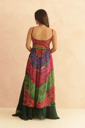 Devika multicolored bandhani kurta set