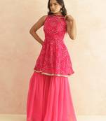 Prisha pink bandhej sharara coord set