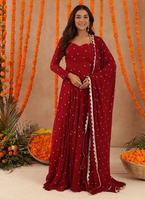 Ishani red anarkali set 2