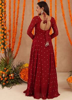 Ishani red anarkali set 3