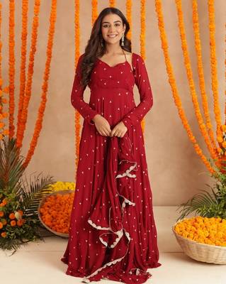 Ishani red anarkali set 4