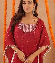 Kimaya red kaftan sharara set