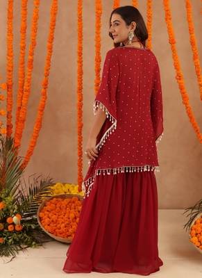Kimaya red kaftan sharara set 4