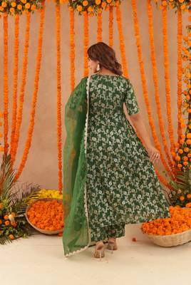 Gul green brocade anarkali set 4