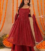 Joshna red lurix kurta set