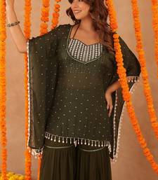 Samaya green detailed kaftan sharara set