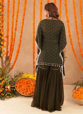 Samaya green detailed kaftan sharara set 4