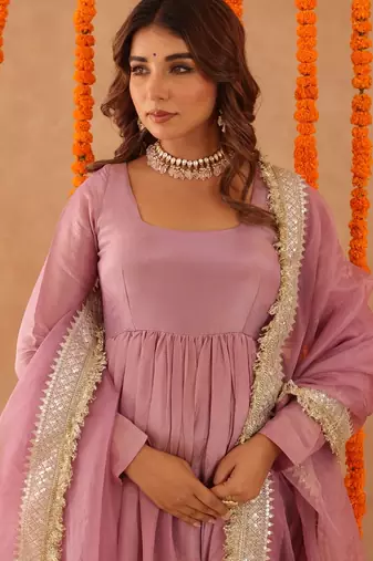 Shubha mauve pink anarkali set