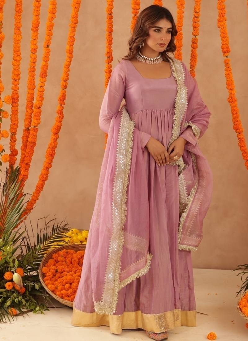 Shubha mauve pink anarkali set