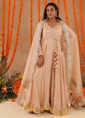 Shreya beige anarkali set 1