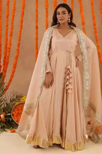 Shreya beige anarkali set