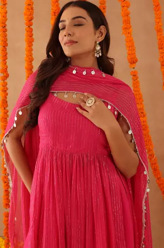 Nishka pink lurix kurta set