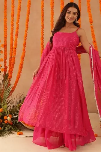 Nishka pink lurix kurta set