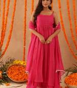 Nishka pink lurix kurta set