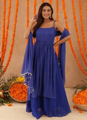 Mishti blue lurix kurta set 2