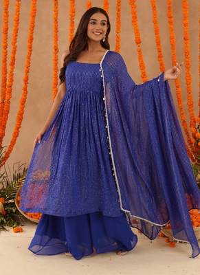 Mishti blue lurix kurta set 3