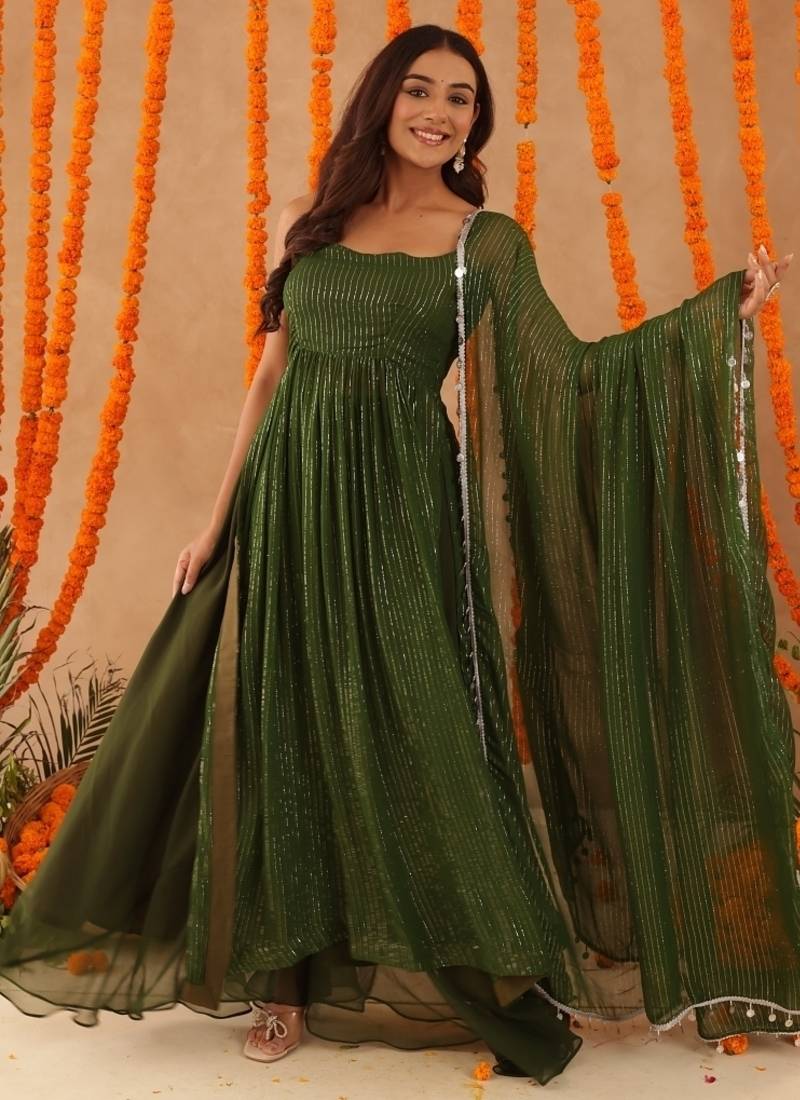 Sobhita green lurix kurta set