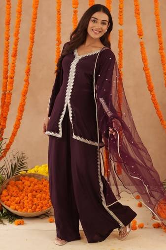 Zehra wine purple coord set