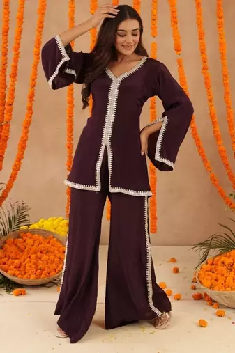 Zehra wine purple coord set