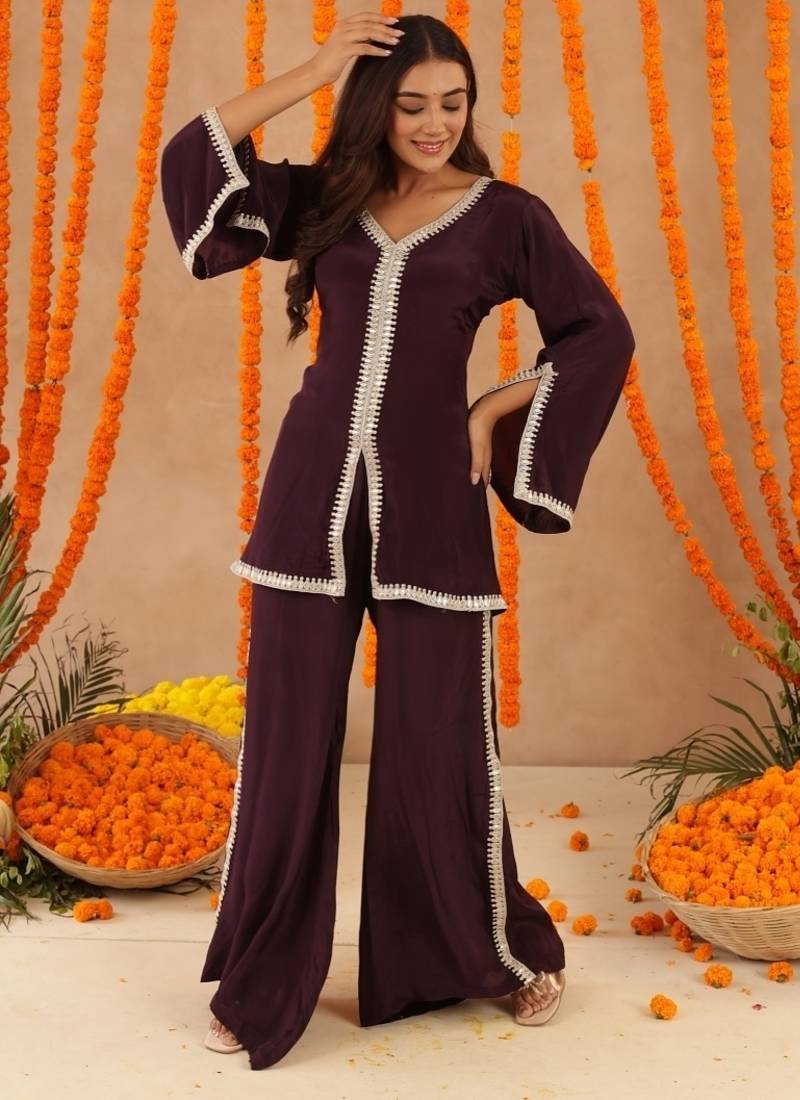 Zehra wine purple coord set
