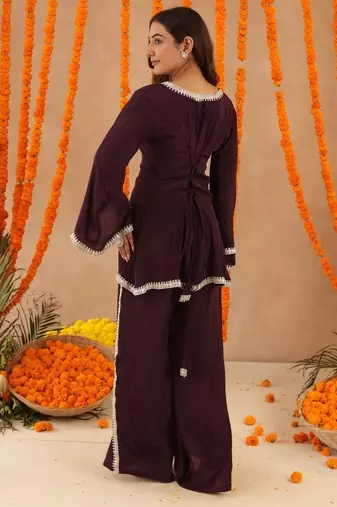 Zehra wine purple coord set