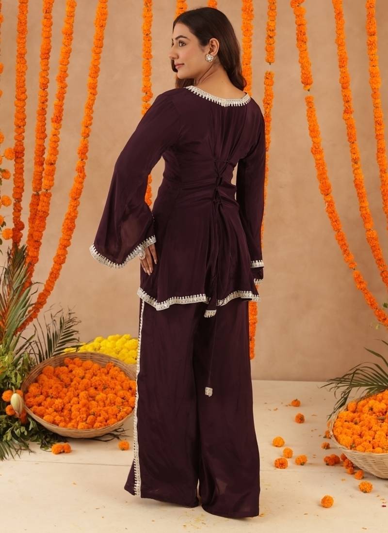 Zehra wine purple coord set