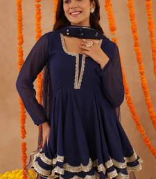 Huma navy blue sharara set