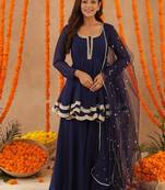 Huma navy blue sharara set