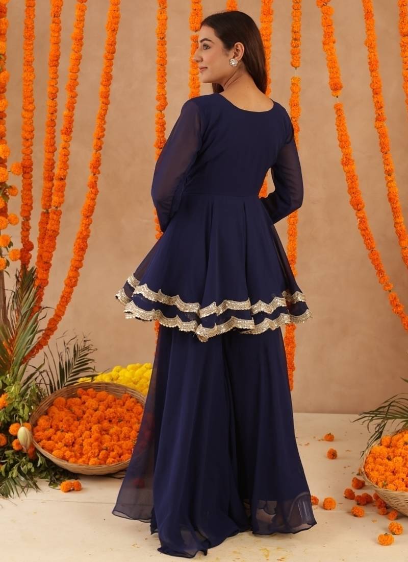 Huma navy blue sharara set