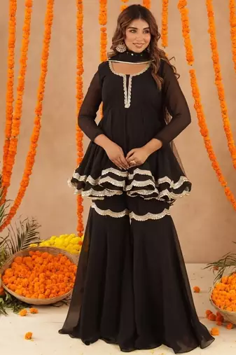 Asin black sharara set