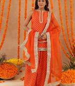 Hiya orange short detailed kurti palazzo set