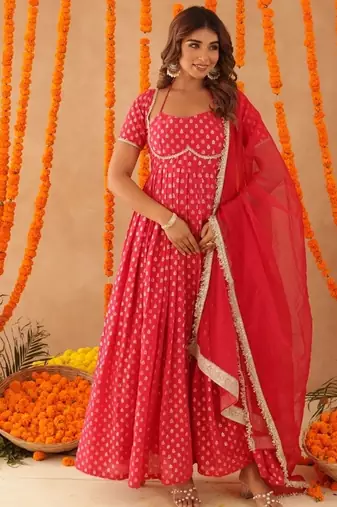 Kanak pink anarkali set