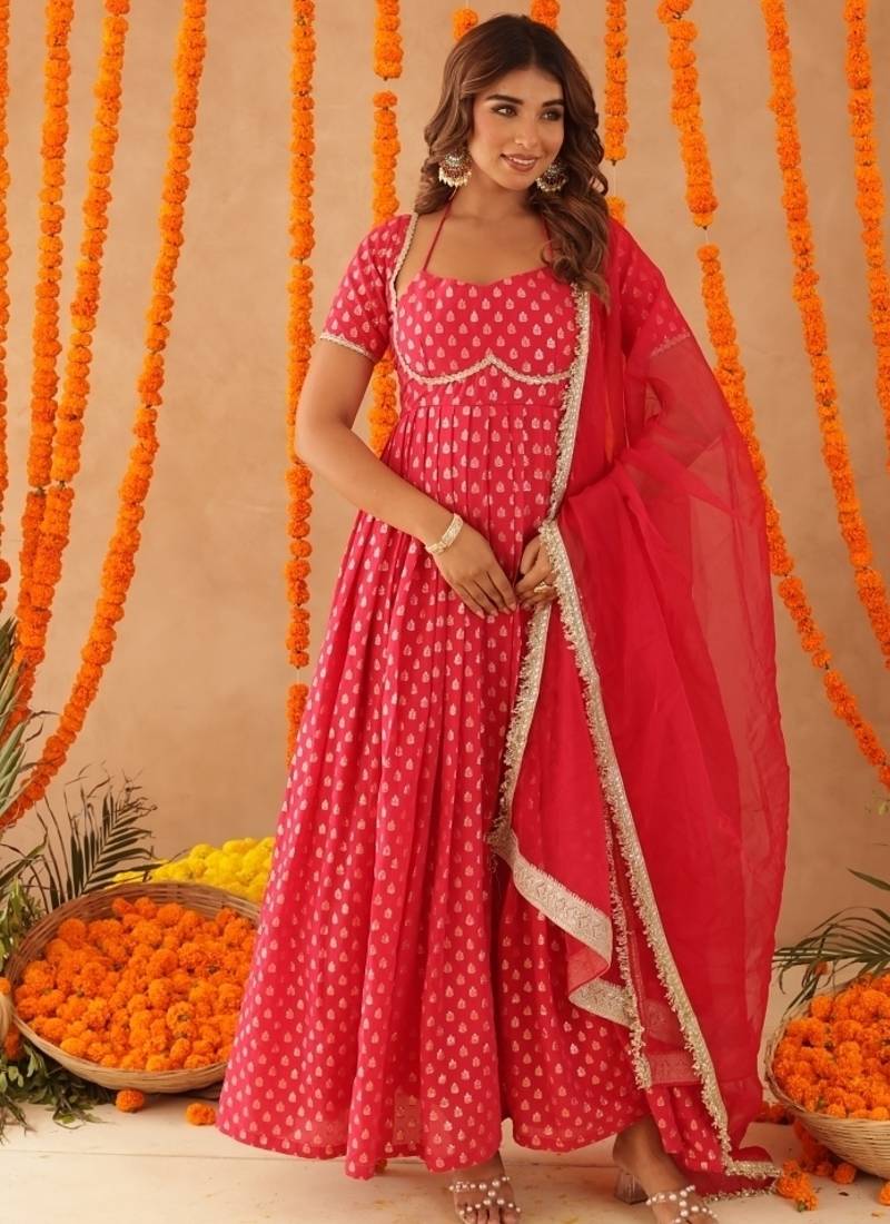 Kanak pink anarkali set