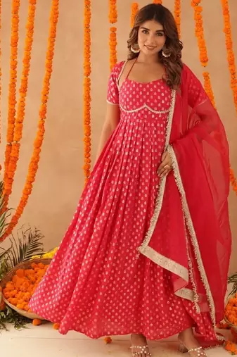 Kanak pink anarkali set