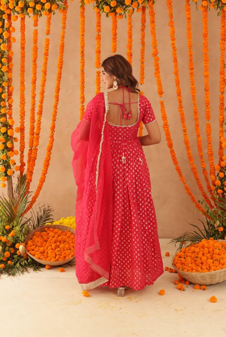 Kanak pink anarkali set