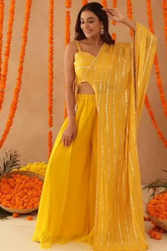 Vishya yellow lurix fusion set