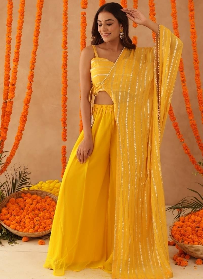 Vishya yellow lurix fusion set