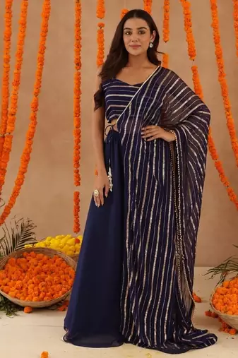 Baani navy blue lurix fusion set