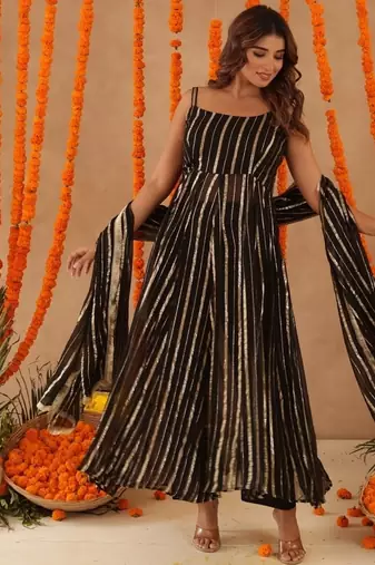 Elara black lurix anarkali set