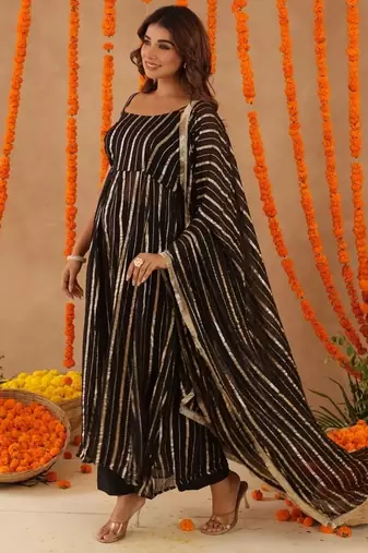 Elara black lurix anarkali set