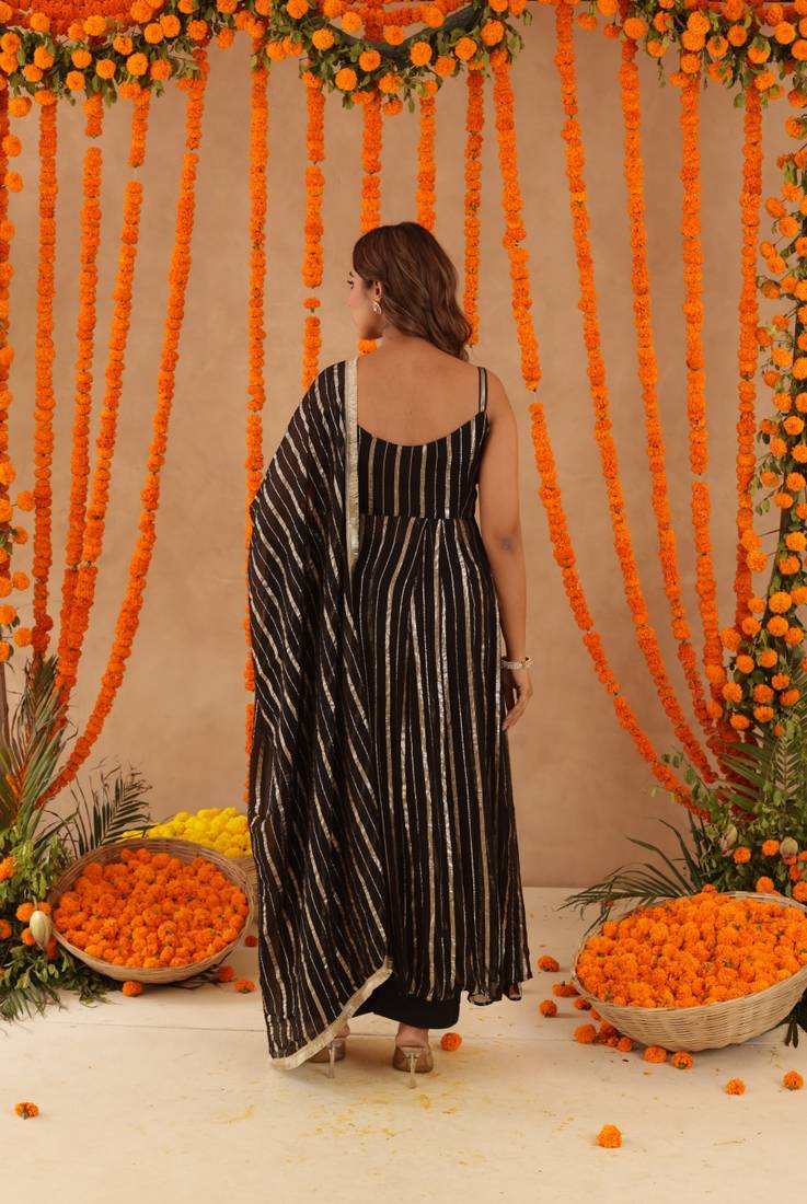Elara black lurix anarkali set