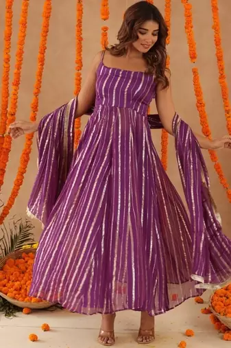 Kashish purple anarkali set