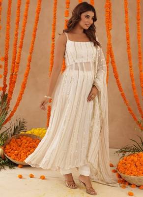 Shayla white lurix anarkali set 2