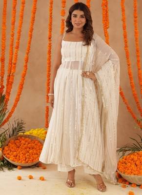 Shayla white lurix anarkali set 3