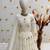 heavy vichitra silk embrodairy seqence  work white readymade ethnic gown