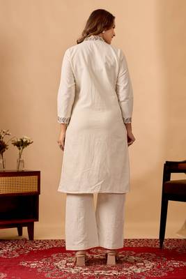Women's embroidered cotton kurta pant co-ord set 2