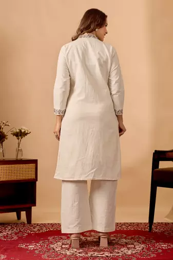 Women's embroidered cotton kurta pant co-ord set