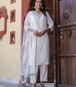 White women kurta pant dupatta set